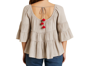 Odd Molly Ruffle Flutter Sleeve Top Boho Hippie Blouse Size 0 XS Oversized